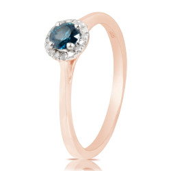 0.37 Ctw Classic Round Diamond Engagement Ring w/ 0.30 Carat Blue Diamond - Handcrafted By Name My Rings™