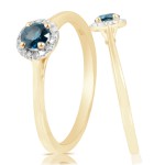 0.37 Ctw Classic Round Diamond Engagement Ring w/ 0.30 Carat Blue Diamond - Handcrafted By Name My Rings™