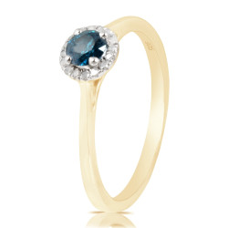 0.37 Ctw Classic Round Diamond Engagement Ring w/ 0.30 Carat Blue Diamond - Handcrafted By Name My Rings™