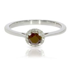 0.37 Ctw Classic Round Diamond Engagement Ring w/ 0.30 Carat Cognac Diamond Halo Ring - Handcrafted By Name My Rings™