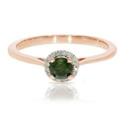 0.37 Ctw Classic Round Diamond Engagement Ring w/ 0.30 Carat Green Diamond Halo Ring - Handcrafted By Name My Rings™