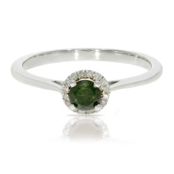 0.37 Ctw Classic Round Diamond Engagement Ring w/ 0.30 Carat Green Diamond Halo Ring - Handcrafted By Name My Rings™