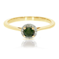 0.37 Ctw Classic Round Diamond Engagement Ring w/ 0.30 Carat Green Diamond Halo Ring - Handcrafted By Name My Rings™