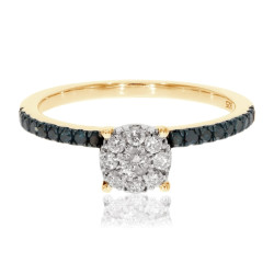 0.39 Ctw Classic Round Briliant Cut Blue Diamond With Natural Diamond Engagement Ring - Handcrafted By Name My Rings™