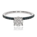 0.39 Ctw Classic Round Briliant Cut Blue Diamond With Natural Diamond Engagement Ring - Handcrafted By Name My Rings™