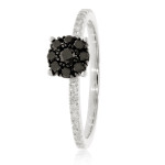 0.43 Ctw Classic Round Briliant Cut Black Diamond with Natural White Diamond Engagement Ring - Handcrafted By Name My Rings™