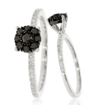 0.43 Ctw Classic Round Briliant Cut Black Diamond with Natural White Diamond Engagement Ring - Handcrafted By Name My Rings™