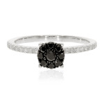0.43 Ctw Classic Round Briliant Cut Black Diamond with Natural White Diamond Engagement Ring - Handcrafted By Name My Rings™