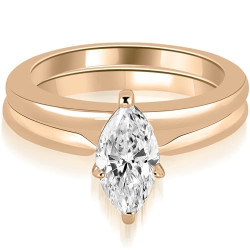 0.50 cttw. Rose Gold Classic Solitaire Marquise Cut Diamond Bridal Set - Handcrafted By Name My Rings™