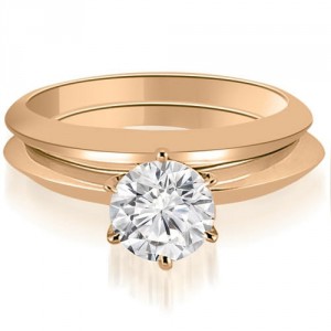 0.50 cttw. Rose Gold Knife Edge Round Cut Solitaire Bridal Set - Handcrafted By Name My Rings™