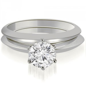 0.50 cttw. White Gold Knife Edge Round Cut Solitaire Bridal Set - Handcrafted By Name My Rings™