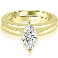 0.50 cttw. Gold Classic Solitaire Marquise Cut Diamond Bridal Set - Handcrafted By Name My Rings™