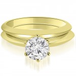0.50 cttw. Gold Knife Edge Round Cut Solitaire Bridal Set - Handcrafted By Name My Rings™