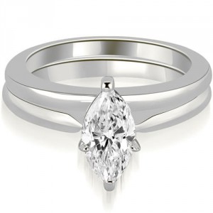 0.75 cttw. White Gold Classic Solitaire Marquise Cut Diamond Bridal Set - Handcrafted By Name My Rings™