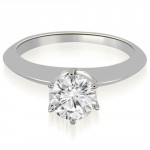 0.75 cttw. White Gold Knife Edge Round Cut Solitaire Bridal Set - Handcrafted By Name My Rings™