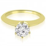 0.75 cttw. Gold Knife Edge Round Cut Solitaire Bridal Set - Handcrafted By Name My Rings™