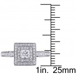 1-1/4ct TDW Princess and Round Diamond Square Double Halo Engagement Ring in White Gold by The Signature Collection - Handcrafted By Name My Rings™