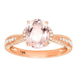 1 3/4 ct Natural Morganite & 1/4 ct Diamond Ring Rose Gold - Pink - Handcrafted By Name My Rings™