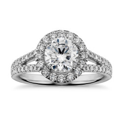 1 4/5ct TDW Brilliant-cut Diamond Halo Engagement Ring - Handcrafted By Name My Rings™