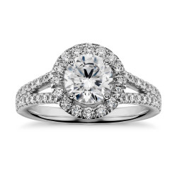 1 4/5ct TDW Brilliant-cut Diamond Halo Engagement Ring - Handcrafted By Name My Rings™