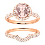 1 7/8 ct Natural Morganite & 5/8 ct Diamond Bridal Set in Rose Gold - Handcrafted By Name My Rings™