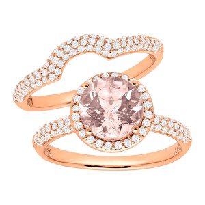 1 7/8 ct Natural Morganite & 5/8 ct Diamond Bridal Set in Rose Gold - Handcrafted By Name My Rings™