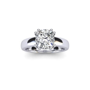 1 Carat Cushion Diamond Solitaire Engagement Ring in 14 Karat White Gold - Handcrafted By Name My Rings™
