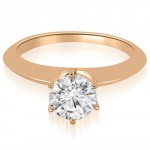 1.00 cttw. Rose Gold Knife Edge Round Cut Solitaire Bridal Set - Handcrafted By Name My Rings™