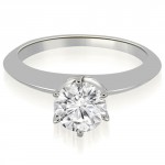 1.00 cttw. White Gold Knife Edge Round Cut Solitaire Bridal Set - Handcrafted By Name My Rings™