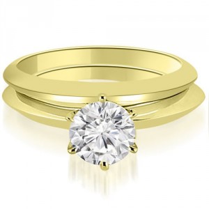 1.00 cttw. Gold Knife Edge Round Cut Solitaire Bridal Set - Handcrafted By Name My Rings™