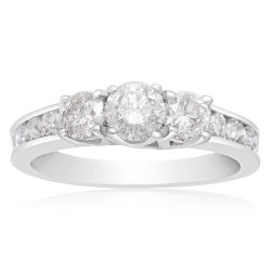 White Gold 1 Carat TDW Three Stone Diamond Engagement Ring - Handcrafted By Name My Rings™