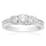 White Gold 1 Carat TDW Three Stone Diamond Engagement Ring - Handcrafted By Name My Rings™