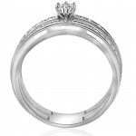 White Gold 3/8 ct TDW Diamond Engagement Matching Wedding Ring Set - Handcrafted By Name My Rings™