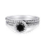 Gold 1/2ct TDW Black and White 2-piece Round-set Diamond Ring Set - Handcrafted By Name My Rings™