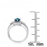 Gold 1ct TDW Blue and White Diamond Bridal Ring Set - Handcrafted By Name My Rings™