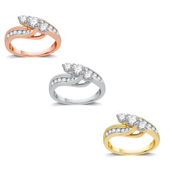 Gold 1ct TDW Diamond Bypass Promise Ring - Handcrafted By Name My Rings™