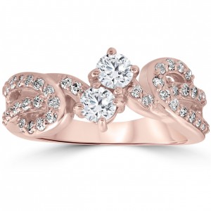 Rose Gold 1 ct TDW Forever Us 2-Stone Diamond Engagement Two Stone Ring - Handcrafted By Name My Rings™
