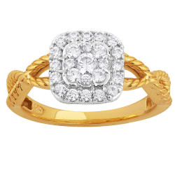 Two-tone Gold 1/2ct TDW Cushion Diamond Halo Engagement Ring - Handcrafted By Name My Rings™