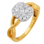 Two-tone Gold 1/2ct TDW Emerald-shaped Diamond Halo Engagement Ring - Handcrafted By Name My Rings™