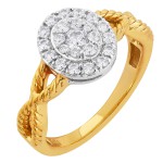 Two-tone Gold 1/2ct TDW Oval Diamond Halo Twisted Shank Engagement Ring - Handcrafted By Name My Rings™