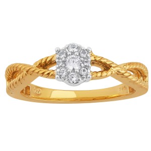 Two-tone Gold 1/6ct TDW Diamond Oval Cluster Top Engagement Ring - Handcrafted By Name My Rings™