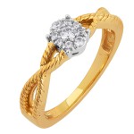Two-tone Gold 1/6ct TDW Diamond Oval Cluster Top Engagement Ring - Handcrafted By Name My Rings™