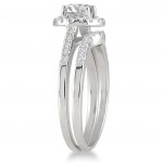White Gold 1 1/6 Carat TDW White Diamond Halo Bridal Set - Handcrafted By Name My Rings™