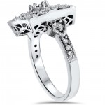 White Gold 1/ 2ct TDW Diamond Vintage Square Ring - Handcrafted By Name My Rings™