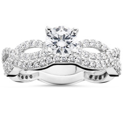 White Gold 1 ct TDW Diamond Engagement Infinity Ring Set - Handcrafted By Name My Rings™