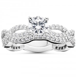 White Gold 1 ct TDW Diamond Engagement Infinity Ring Set - Handcrafted By Name My Rings™