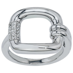 White Gold 1/10ct TDW Diamond Buckle Ring by Ever One - Handcrafted By Name My Rings™