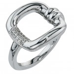 White Gold 1/10ct TDW Diamond Buckle Ring by Ever One - Handcrafted By Name My Rings™