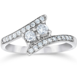 White Gold 1/2ct TDW 2-stone Diamond Ring - Handcrafted By Name My Rings™