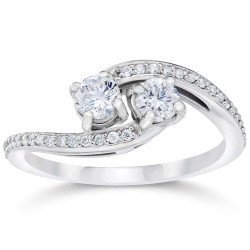 White Gold 1/2ct TDW 2-stone Forever Us Diamond Engagement Ring - Handcrafted By Name My Rings™
